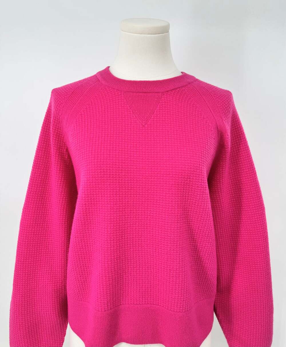 J Crew Pink Waffle Knit Cashmere Sweater Crewneck Sweatshirt Pullover S NWT